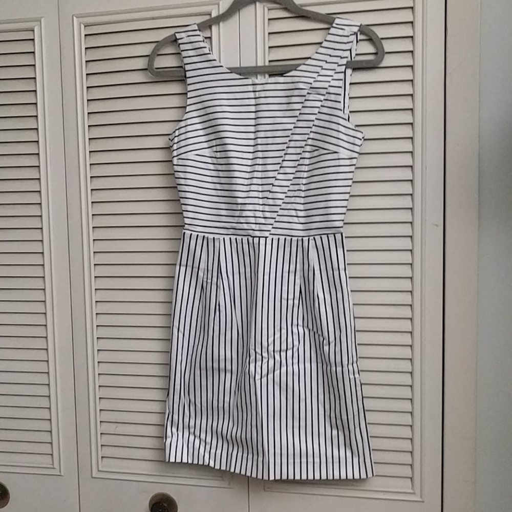 Blue and white Striped summer flare dress